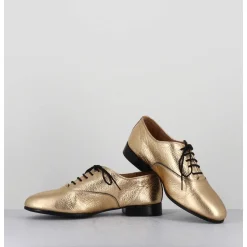 Derbies Minimalistes En Cuir Dore - Stja Cow Platino