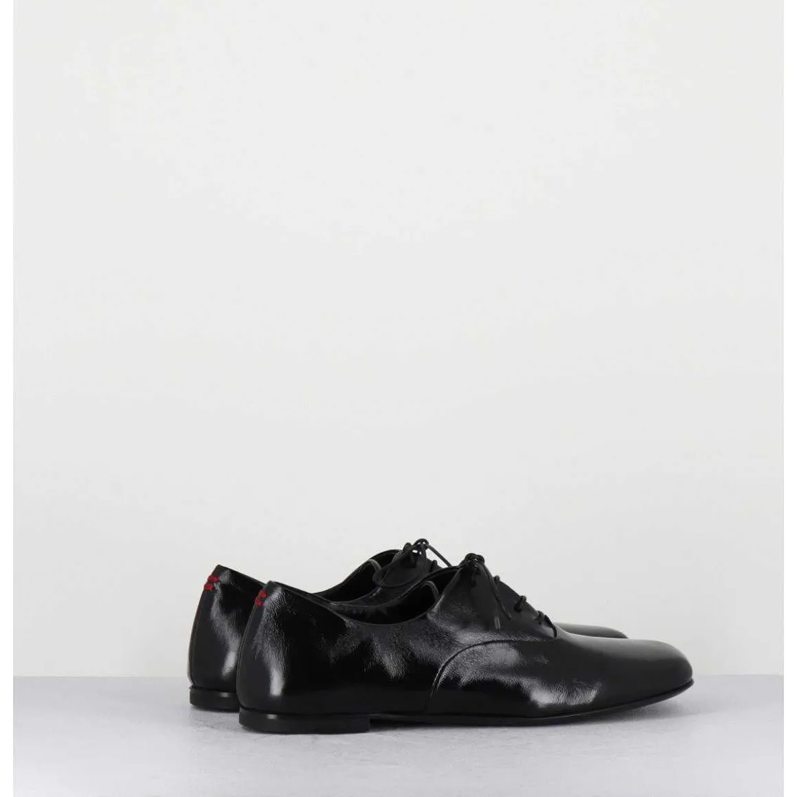 Derbies Plats En Cuir Souple Noir - Maya 04 Glaze Nero