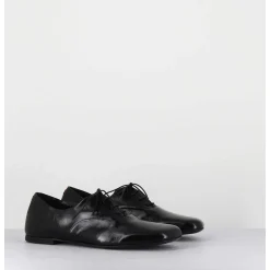 Derbies Plats En Cuir Souple Noir - Maya 04 Glaze Nero