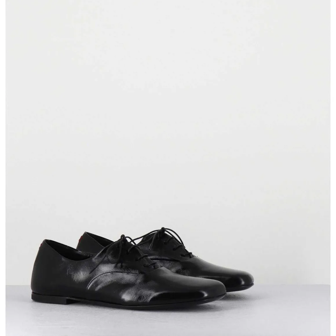 Derbies Plats En Cuir Souple Noir - Maya 04 Glaze Nero