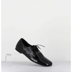 Derbies Plats En Cuir Souple Noir - Maya 04 Glaze Nero