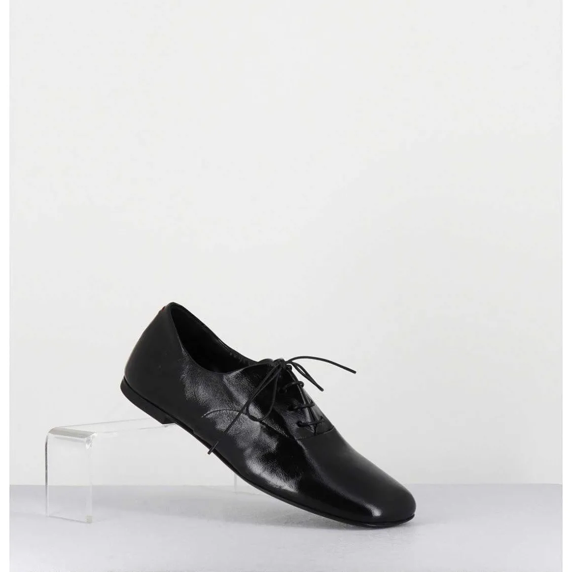 Derbies Plats En Cuir Souple Noir - Maya 04 Glaze Nero