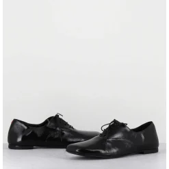 Derbies Plats En Cuir Souple Noir - Maya 04 Glaze Nero