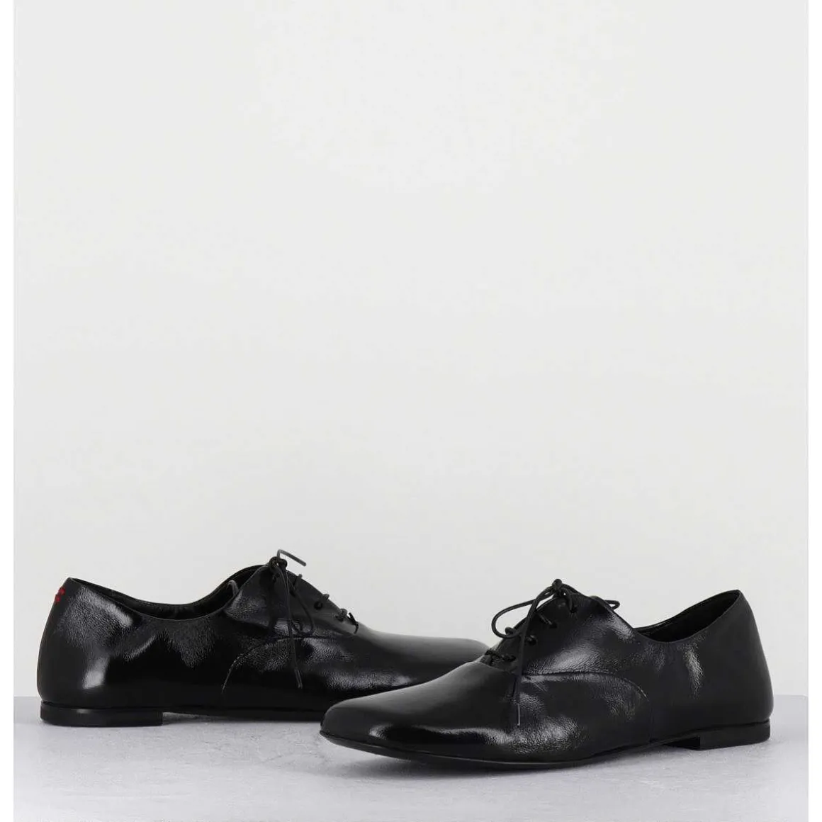 Derbies Plats En Cuir Souple Noir - Maya 04 Glaze Nero