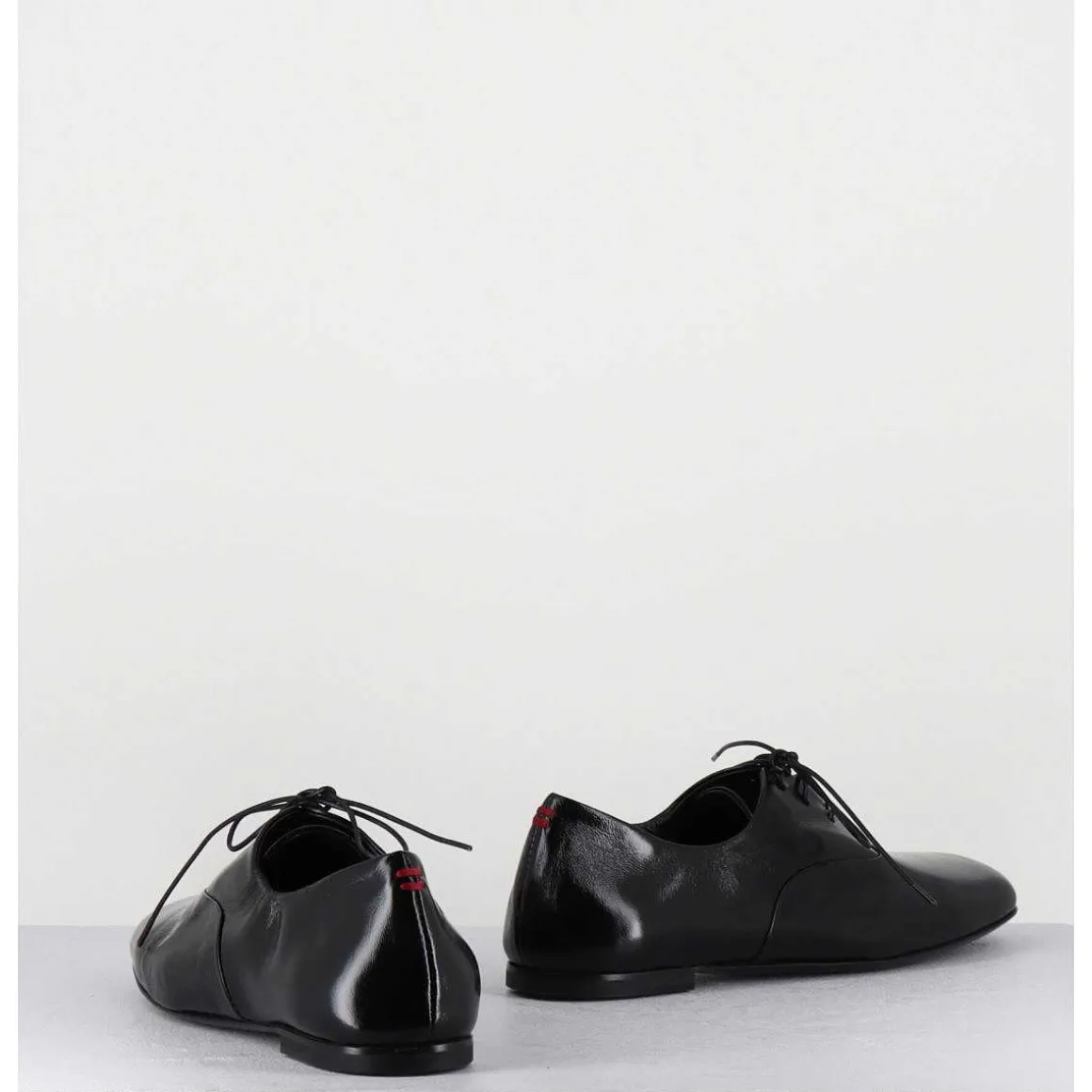 Derbies Plats En Cuir Souple Noir - Maya 04 Glaze Nero