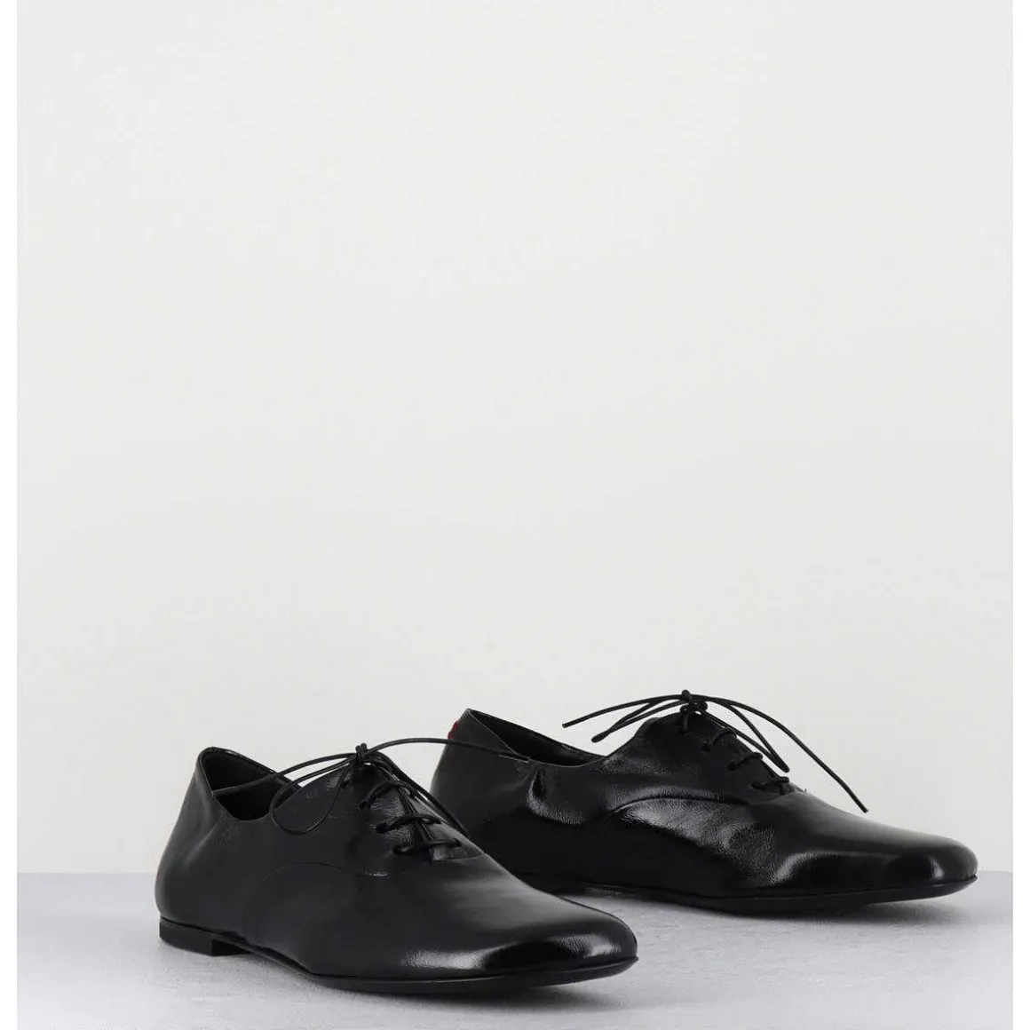 Derbies Plats En Cuir Souple Noir - Maya 04 Glaze Nero