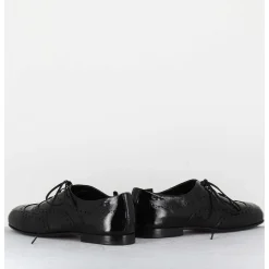 Derbies Plats En Cuir Vernis Souple Noir - 60364 Nappalak Nero