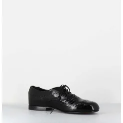 Derbies Plats En Cuir Vernis Souple Noir - 60364 Nappalak Nero