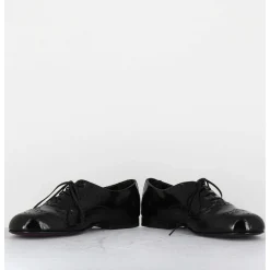 Derbies Plats En Cuir Vernis Souple Noir - 60364 Nappalak Nero