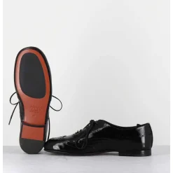 Derbies Plats En Cuir Vernis Souple Noir - 60364 Nappalak Nero