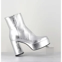 Disco Boots A Plateforme Cuir Argent - Care Argento