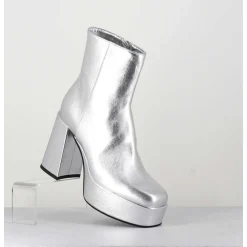 Disco Boots A Plateforme Cuir Argent - Care Argento