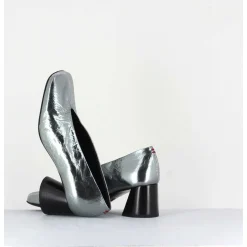 Escarpin En Cuir Froisse Metallise Argent - Odile01 Metal