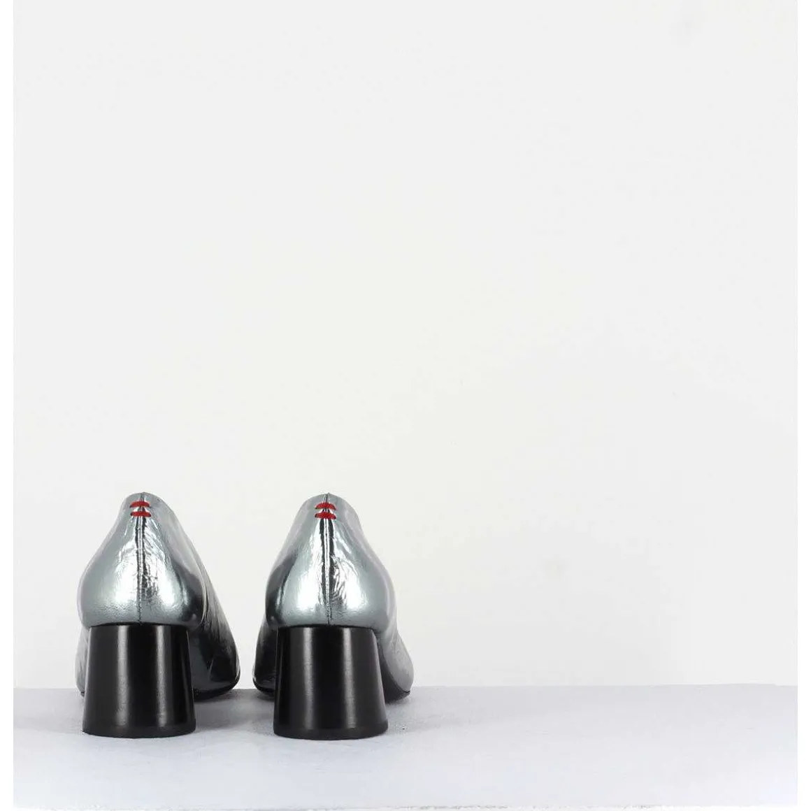 Escarpin En Cuir Froisse Metallise Argent - Odile01 Metal