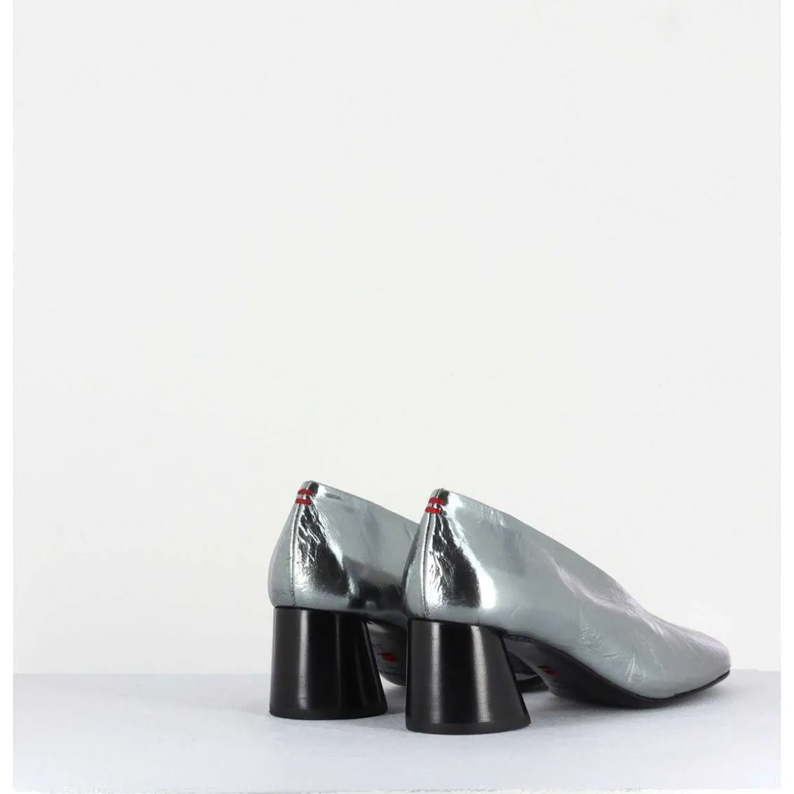 Escarpin En Cuir Froisse Metallise Argent - Odile01 Metal