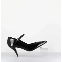 Escarpins A Bride Talon Fin En Cuir Vernis Noir - Gela2 Vernice Nera