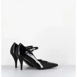 Escarpins A Bride Talon Fin En Cuir Vernis Noir - Gela2 Vernice Nera
