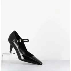 Escarpins A Bride Talon Fin En Cuir Vernis Noir - Gela2 Vernice Nera