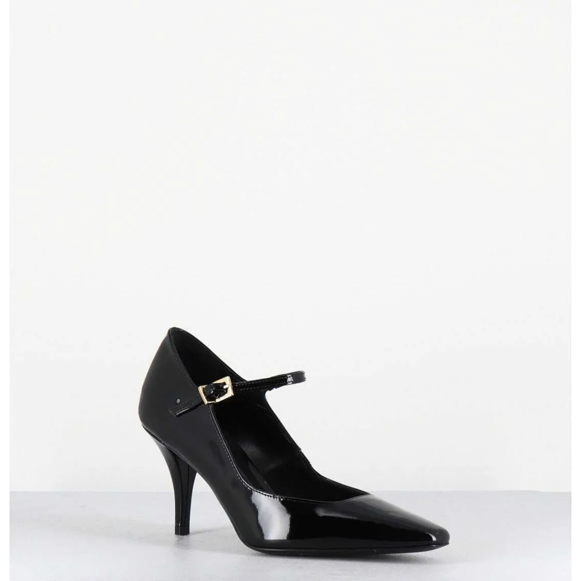 Escarpins A Bride Talon Fin En Cuir Vernis Noir - Gela2 Vernice Nera