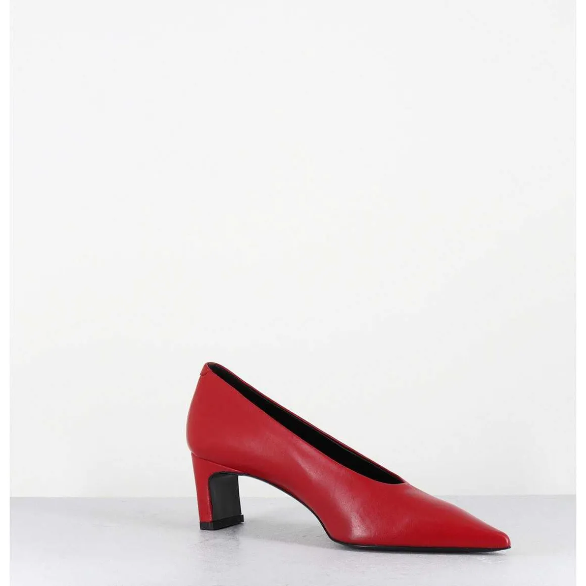 Escarpins Bout Pointu Petit Talon En Cuir Rouge - Slide Rubin Cowhide