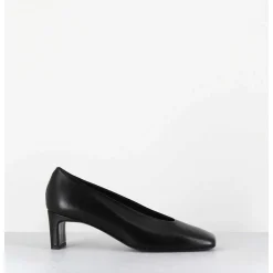 Escarpins Petit Talon Bout Carre En Cuir Noir - Santi Black Cowhide