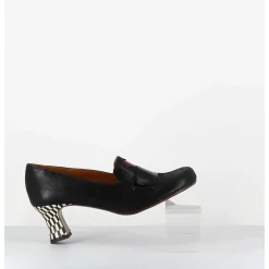 Escarpins Retro Cuir Noir Imprime & Coeur Rouge - Mymara Jeep Negro