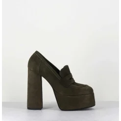 Khaki Suede Platform Loafers - Barsi Kaki