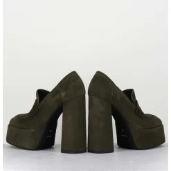 Khaki Suede Platform Loafers - Barsi Kaki