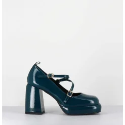 Mary-Jane A Plateforme En Cuir Vernis Bleu - Abra Vernice Blu