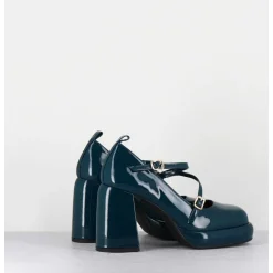 Mary-Jane A Plateforme En Cuir Vernis Bleu - Abra Vernice Blu