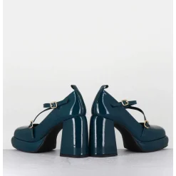 Mary-Jane A Plateforme En Cuir Vernis Bleu - Abra Vernice Blu