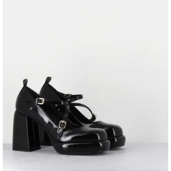 Mary-Jane A Plateforme En Cuir Vernis Noir - Abra Vernice Nero