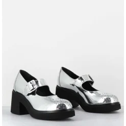 Mary-Jane A Talon En Cuir Glace Miroir Argent - Al111 Superlux Argento