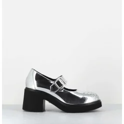 Mary-Jane A Talon En Cuir Glace Miroir Argent - Al111 Superlux Argento