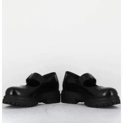 Mary-Jane En Cuir Glace Noir Semelle Epaisse - Al108 Abrasivato Nero