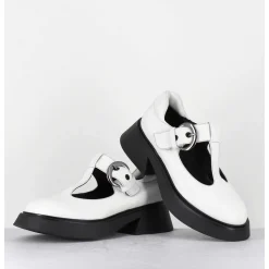 Mary-Jane 90S En Cuir Blanc Semelle Legere - Dike Savana Bianco