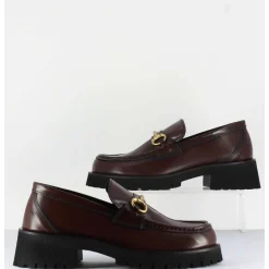 Mocassin En Cuir Marron A Mors Dore & Semelle Micro - 21Jmc30 Moro