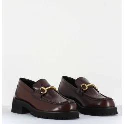 Mocassin En Cuir Marron A Mors Dore & Semelle Micro - 21Jmc30 Moro