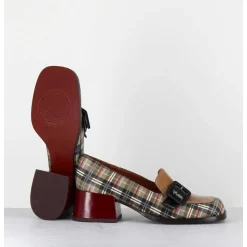 Mocassins A Petit Talon Cuir Imprime Tartan & Boucle - Bucle Scotch Classic