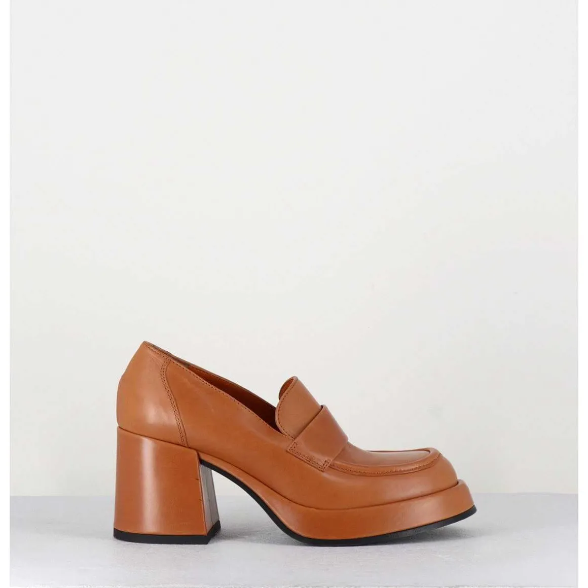 Mocassins A Plateforme En Cuir Camel - Meda Cuoio