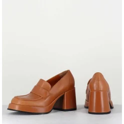 Mocassins A Plateforme En Cuir Camel - Meda Cuoio