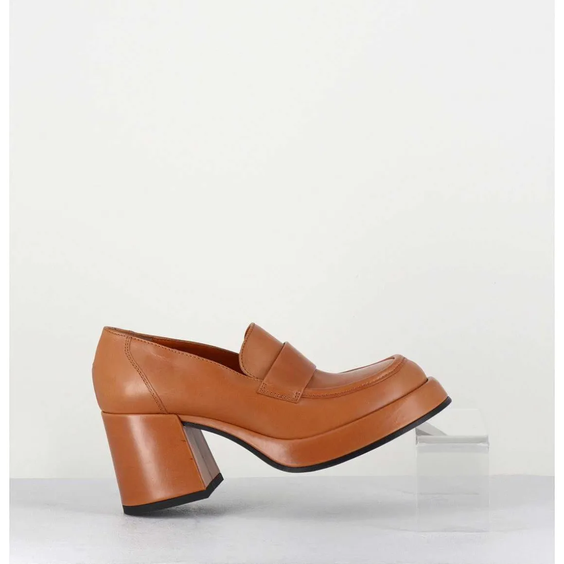 Mocassins A Plateforme En Cuir Camel - Meda Cuoio