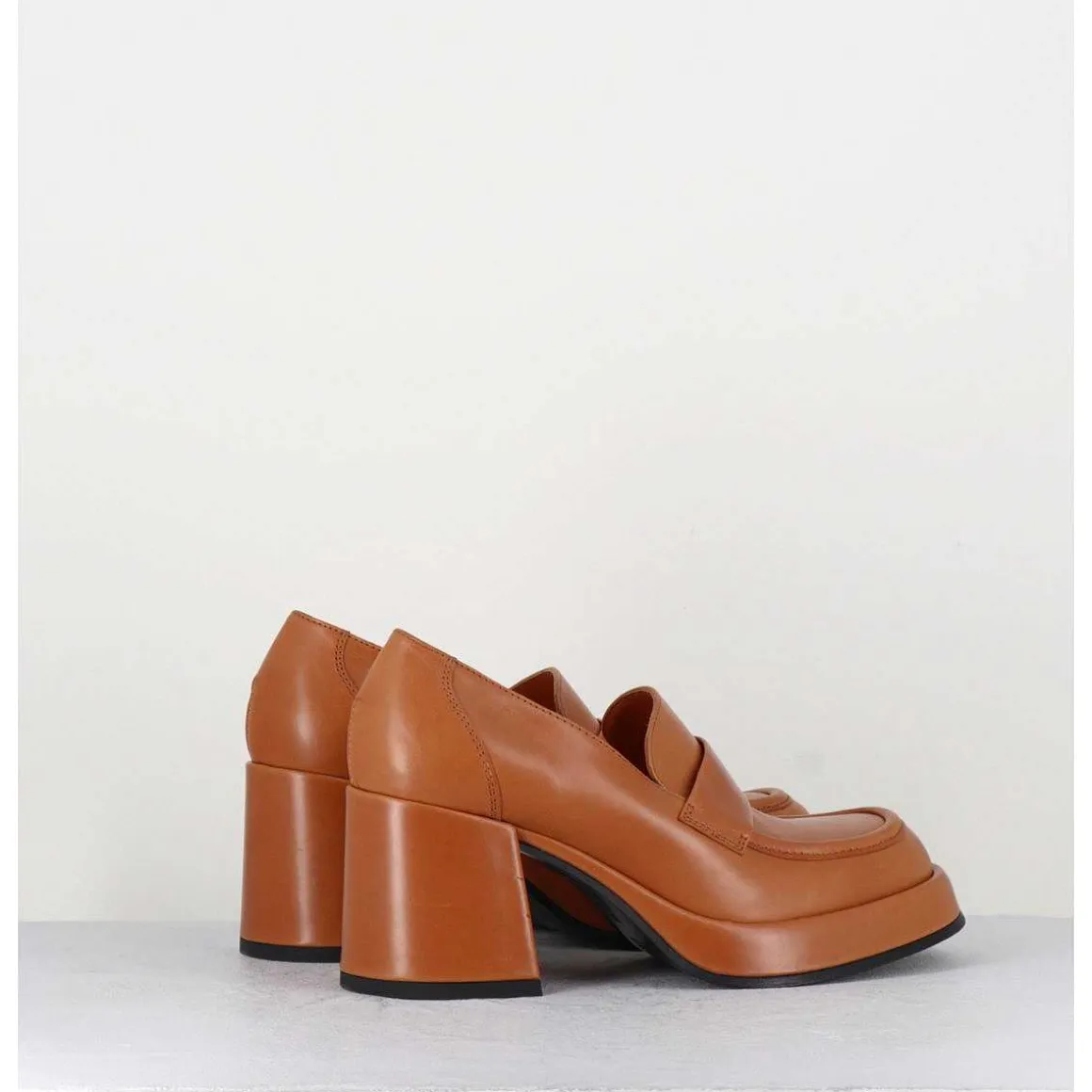 Mocassins A Plateforme En Cuir Camel - Meda Cuoio