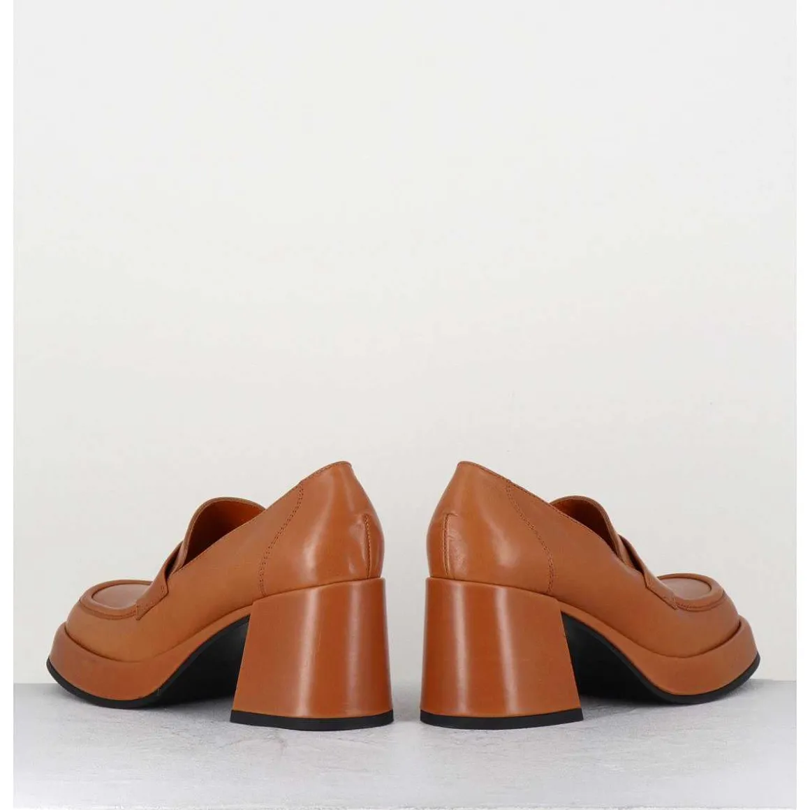 Mocassins A Plateforme En Cuir Camel - Meda Cuoio