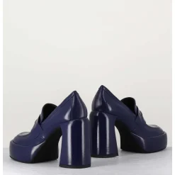 Mocassins A Plateforme En Cuir Bleu - E3301 Oceano