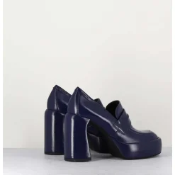 Mocassins A Plateforme En Cuir Bleu - E3301 Oceano