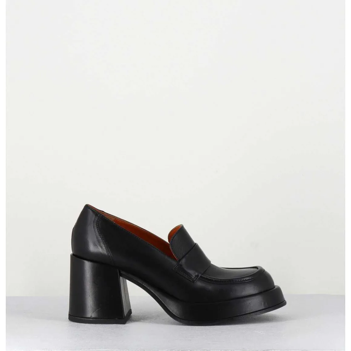Mocassins A Plateforme En Cuir Noir - Meda Nero