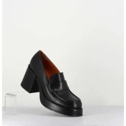 Mocassins A Plateforme En Cuir Noir - Meda Nero