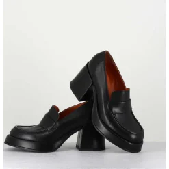 Mocassins A Plateforme En Cuir Noir - Meda Nero