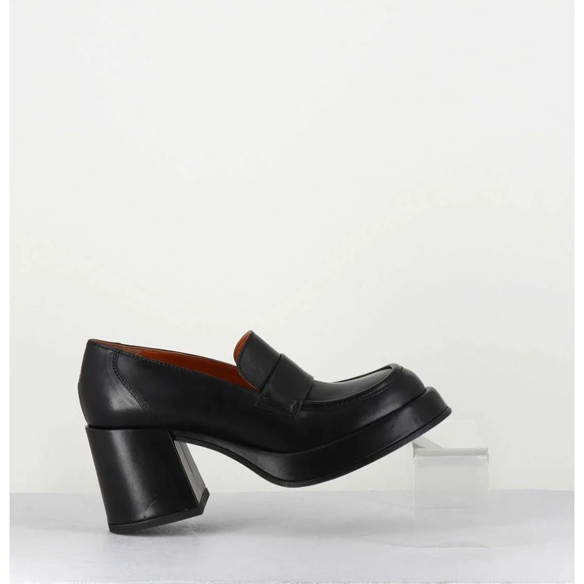 Mocassins A Plateforme En Cuir Noir - Meda Nero